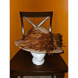 Jack McConnell Bollman Doeskin Wool Felt Feather Accent Brim Vintage Hat USA